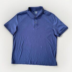 UNTUCKIT Wrinkle-Free Damaschino Short-Sleeve Polo Navy Cotton Men's Size Large